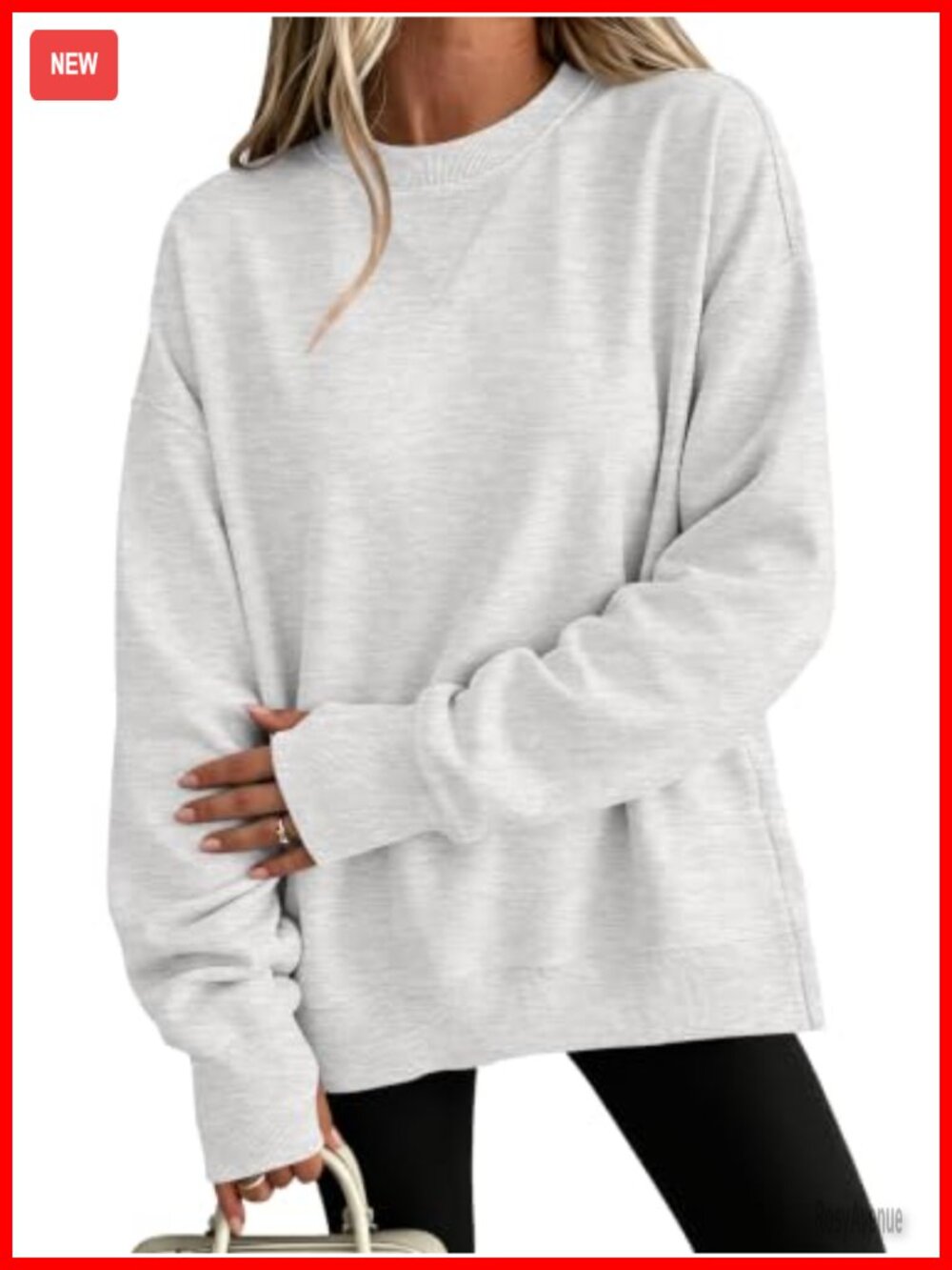 Womens Crewneck Fleece Sweatshirt Oversized Pullover Thumb Hole